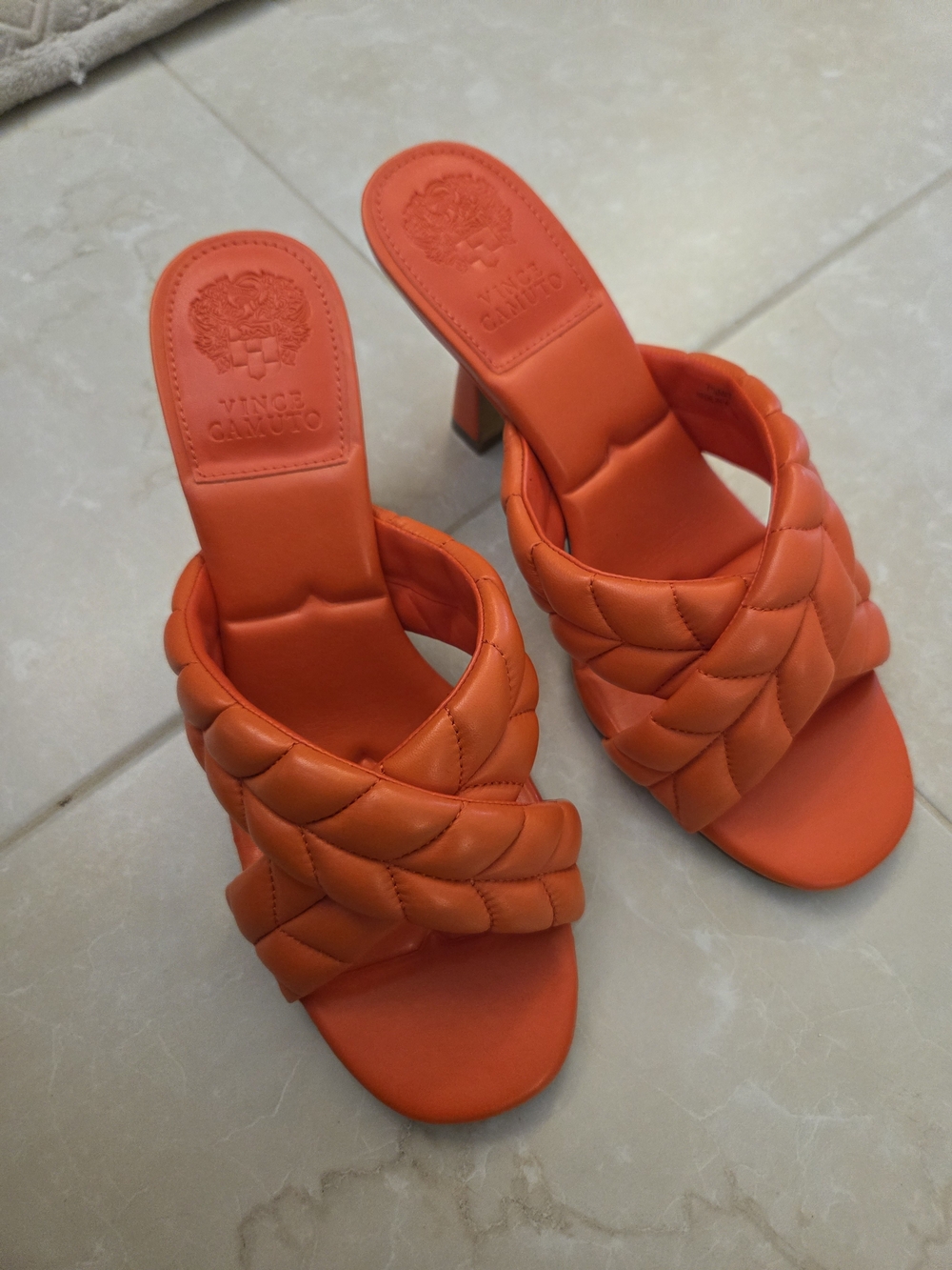 Vince Camuto Garrien Orange Quilted Slide Heel